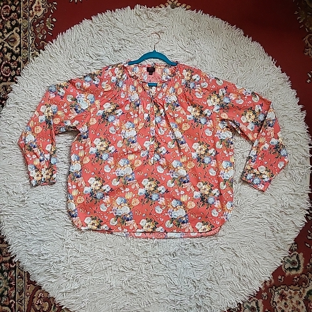 Womens J.Crew Liberty London Fabric Floral Blouse Popover Shirt Size 18 Country